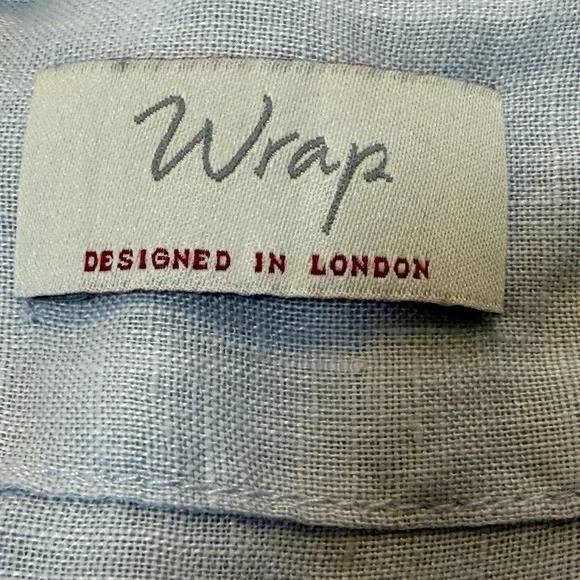 Wrap Top Womens Size US 12 Gray Linen Embroidered Front Button Front 3/4 Sleeve - Picture 6 of 8